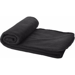 Fleece deken of plaid - bank/bed - zwart - 150 x 120 cm - Plaids