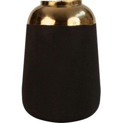 Bloemenvaas de luxe - zwart/goud - metaal - D17 x H27 cm - sierlijk - decoratief - Vazen
