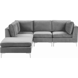 Beliani EVJA - Modulaire Sofa-Grijs-Fluweel