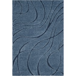 Safavieh Shaggy Indoor Woven Area Rug, Florida Shag Collection, SG471, in Light Blue & Blue, 183 X 274 cm