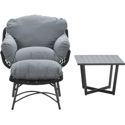 Garden Impressions Selene relax loungestoel incl. voetenbank en Kent bijzettafel - zwart