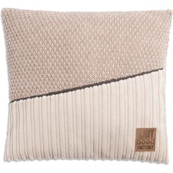 Knit Factory Sam Sierkussen - Beige/Marron - 50x50 cm - Inclusief kussenvulling