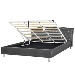 METZ  - Bed met opbergruimte - Donkergrijs - 180 x 200 cm - Fluweel