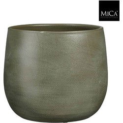 Mica Decorations Bloempot Sevilla - 27x27x24 cm - Terracotta - Donker Groen