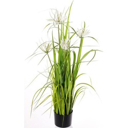 Groene grasplant kunstplanten 110 cm met zwarte pot - Kunstplanten