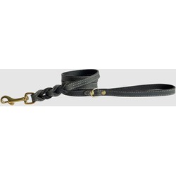 SAZZZ HONDENRIEM PASSION BRAIDED CLASSIC LEER ZWART 135X1,5 CM