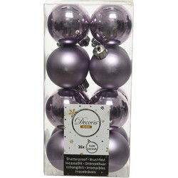 Decoris kleine kerstballen - 16x st - lila paars - 4 cm - kunststof - Kerstbal