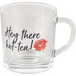 Clayre & Eef Theeglas  200 ml Glas Lippen Hey there hot tea! Theemok