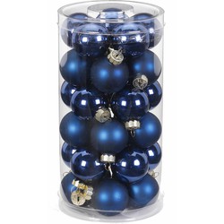 30x Donkerblauwe kleine glazen kerstballen 4 cm glans en mat - Kerstbal