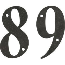 AMIG Huisnummer 89 - massief gesmeed staal - 10cm - incl. bijpassende schroeven - zwart - Huisnummers