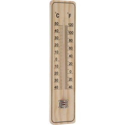 Thermometer - binnen/buiten - hout - 22,5 x 5 cm - Buitenthermometers