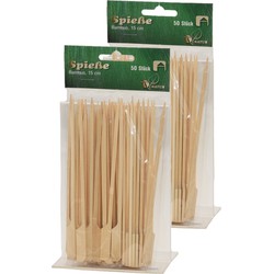Hapjes/sate prikkers/spiesjes - bamboe hout - 200x stuks - 15 cm - prikkers (sate)
