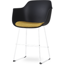 Nino-Liz barkruk zwart met okergeel zitkussen - wit onderstel - 65 cm
