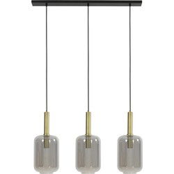 Light&living Hanglamp 3L 100x22x32 cm LEKAR antiek brons+smoke glas