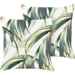 CALDERINA - Tuinkussen set van 2 - Groen/Wit - 45 x 45 cm - Polyester