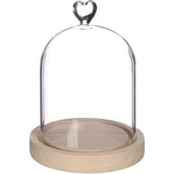 Ideas4Seasons Decoratie stolp - klein - houten plateau - D12 x H15 cm - Decoratieve stolpen