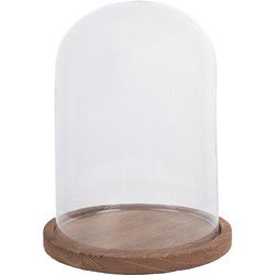 Clayre & Eef Stolp  Ø 23x29 cm Glas Hout Rond Glazen Stolp