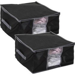5Five Dekbed/kussen opberghoes - 2x - zwart - 40 x 25 cm - Opberghoezen