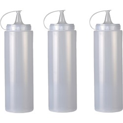 Urban Living Doseerfles/sausfles - 3x - kunststof - met schenktuit - 700 ml - 21 cm - Garneergerei
