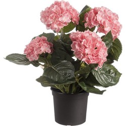 Hortensia in pot h44 cm p roze kunstbloem zijde nepbloem