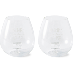 Riviera Maison Waterglazen set gegraveerd met tekst - Drinks On The House Glass - 611 ML - Glas - Transparant - 2 stuks