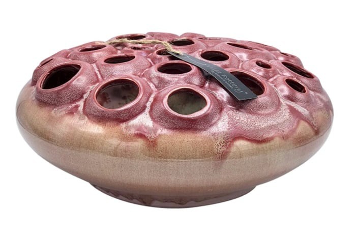 Villa Pottery  Rood-Roze schaal vaas Coral D34 x H15 - 