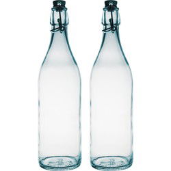 Bormioli Rocco beugelfles/weckfles - 4x - transparant - glas - 1 liter - Weckpotten