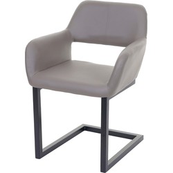 Cosmo Casa  Eetkamerstoel - Zwevende stoel keukenstoel - Retro jaren 50 design - Kunstleer - Taupe - grijs