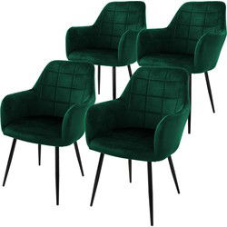 Set van 4 Eetkamerstoelen Donkergroen
