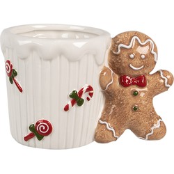 Clayre & Eef Mok Gingerbread man 350 ml Wit Bruin Keramiek Drinkbeker