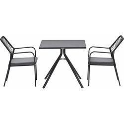 Garden Impressions Ross tuinset zwart 3-delig - Rimini tuintafel 80x80 cm