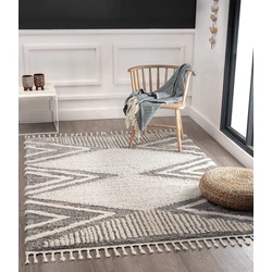 Milda vloerkleed - Geruit Scandinavische Stijl Modern Handgemaakt Look - Grijs / Beige - 160 X 230 CM