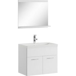Badplaats Badkamermeubel Montreal Set 02 60 x 35 cm - Wit Hoogglans - Badmeubel met spiegel