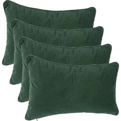 Atmosphera Bank/sierkussens huiskamer Sophia - 4x - 30 x 50 cm - Donkergroen - polyester - met rits - Sierkussens