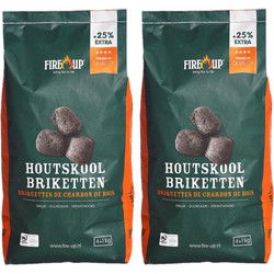 Fire-up houtskool briketten - 2x zak met 5 kilo - BBQ/Barbeque - Briketten