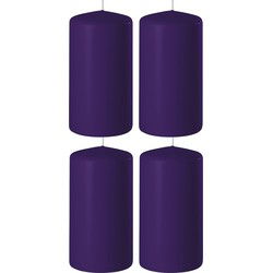 4x Kaarsen paars 6 x 8 cm 27 branduren sfeerkaarsen - Stompkaarsen