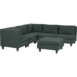 UNSTAD - 5-zitsbank met ottomaan - Donkergroen - Rechts -  Polyester