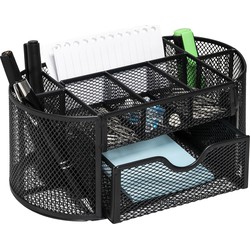 QUVIO Bureau organizer 8 vakken + 1 lade met gaas - Zwart