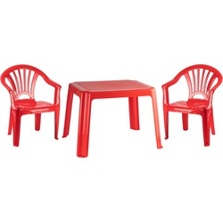 Kunststof kindertuinset tafel met 2 stoelen rood - Kinderstoelen