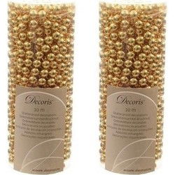 2x Kerstboom decoratie kralenslinger goud - Kerstslingers