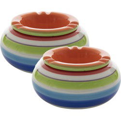 2x stuks ronde terras asbakken/stormasbakken oranje keramiek 14 x 14 x 7 cm - Asbakken