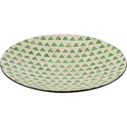 J-line - Plateau Nuye Rond Schelpen/papier Groen - 45x45x6cm