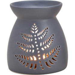 Geurbrander amberblokjes/geurolie - keramiek - grijs - 13cm - Geurbranders