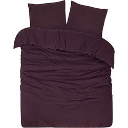 DoubleDry Dekbedovertrek Flanel 100% Zacht Katoen - Tweepersoons 200x200/220 cm + 2 Kussenslopen - Ademend & Huidvriendelijk - Paars