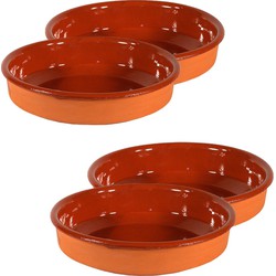 4x Terracotta tapas borden/schalen 24 cm en 21 cm - Snack en tapasschalen