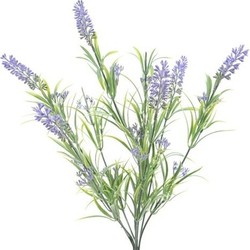 Groene/lilapaarse Lavandula lavendel kunstplanten 44 cm bundel/bosje - Kunstplanten