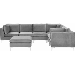 Beliani EVJA - Modulaire Sofa-Grijs-Fluweel