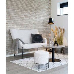 Salontafel MDF Wit/Zwart Ø70cm - Marmerlook - Tafel Bolzano