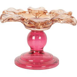 Clayre & Eef Waxinelichthouder Oranje Glas