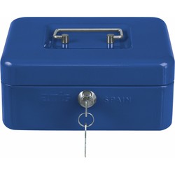 AMIG Geldkistje met 2 sleutels - blauw - staal - 20 x 16 x 7 cm - inbraakbeveiliging - Geldkistjes